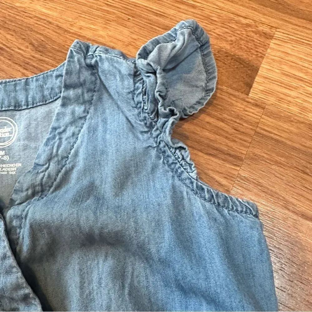 Girls Dress / Romper | Floral & Denim Patterns | Girls  size 7 - Medium